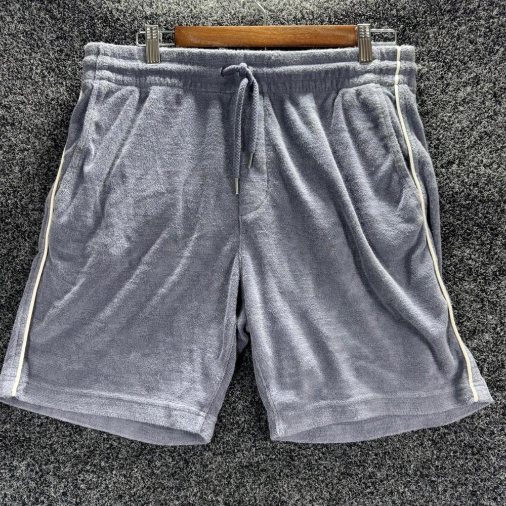 Faherty Terry Cloth Shorts Men's Large Blue Lounge Shorts with Pockets